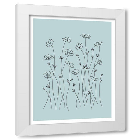 Line Flowers White Modern Wood Framed Art Print by Tyndall, Elizabeth