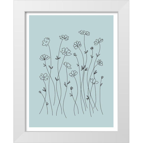 Line Flowers White Modern Wood Framed Art Print by Tyndall, Elizabeth