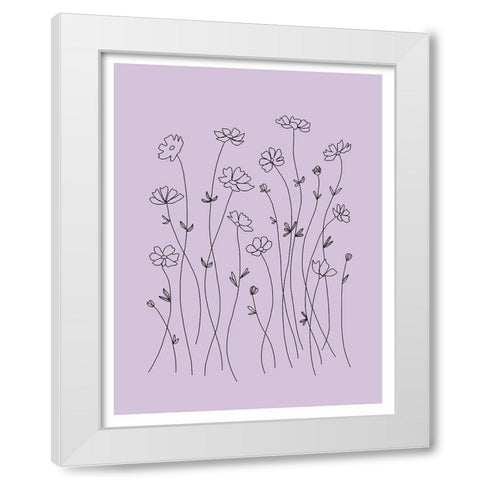 Line Flowers White Modern Wood Framed Art Print by Tyndall, Elizabeth