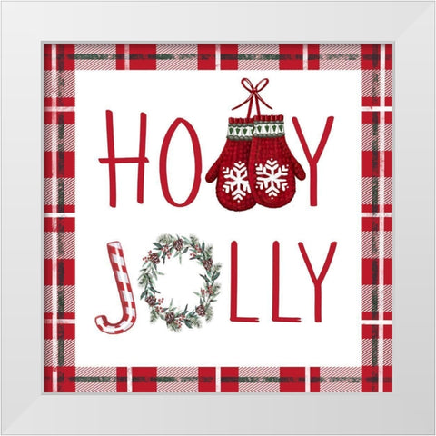 Holly Jolly White Modern Wood Framed Art Print by Tyndall, Elizabeth