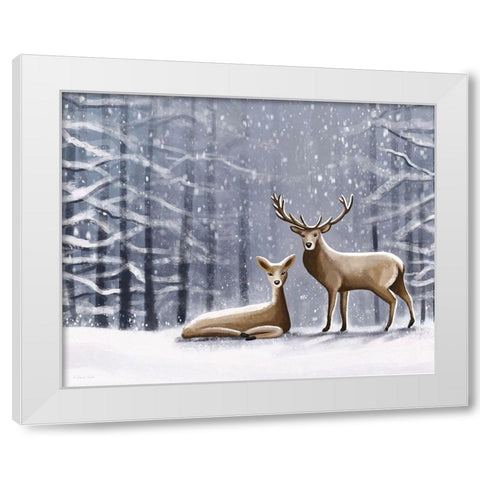 Deer White Modern Wood Framed Art Print by Tyndall, Elizabeth