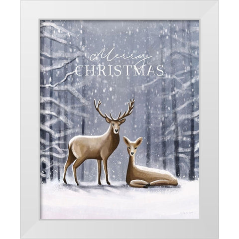 Merry Christmas Deer White Modern Wood Framed Art Print by Tyndall, Elizabeth