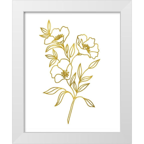 Gold Floral I White Modern Wood Framed Art Print by Tyndall, Elizabeth