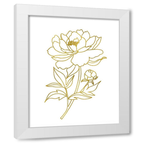 Gold Floral II White Modern Wood Framed Art Print by Tyndall, Elizabeth