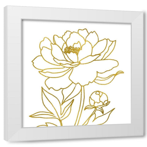 Gold Floral IV White Modern Wood Framed Art Print by Tyndall, Elizabeth