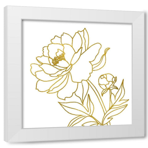 Gold Floral V White Modern Wood Framed Art Print by Tyndall, Elizabeth