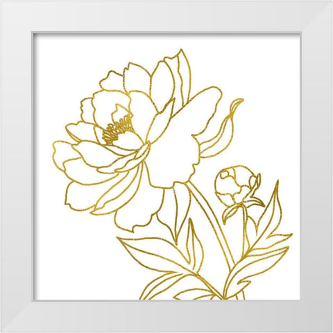 Gold Floral V White Modern Wood Framed Art Print by Tyndall, Elizabeth