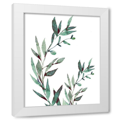 Watercolor Leaves White Modern Wood Framed Art Print by Tyndall, Elizabeth