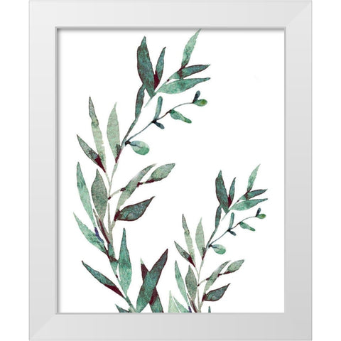 Watercolor Leaves White Modern Wood Framed Art Print by Tyndall, Elizabeth