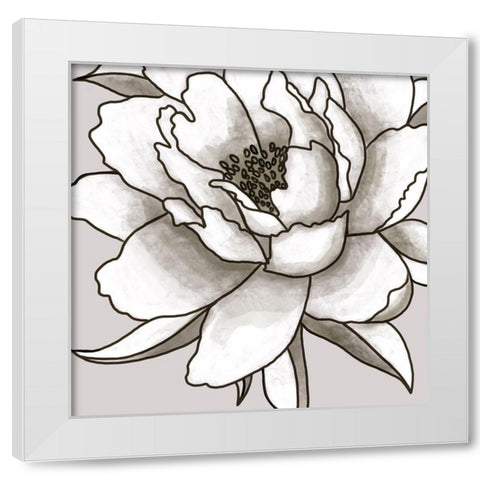 Peony I White Modern Wood Framed Art Print by Tyndall, Elizabeth