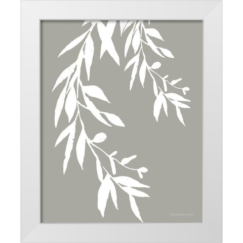 White Leaves White Modern Wood Framed Art Print by Tyndall, Elizabeth