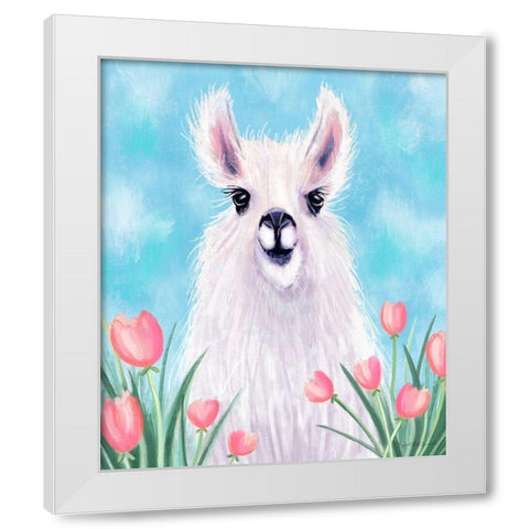 Llama White Modern Wood Framed Art Print by Tyndall, Elizabeth