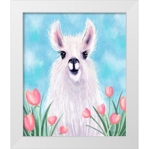 Llama White Modern Wood Framed Art Print by Tyndall, Elizabeth