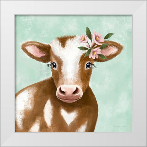 Farmhouse Cow White Modern Wood Framed Art Print by Tyndall, Elizabeth