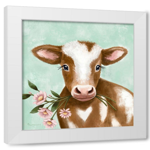Farmhouse Cow II White Modern Wood Framed Art Print by Tyndall, Elizabeth