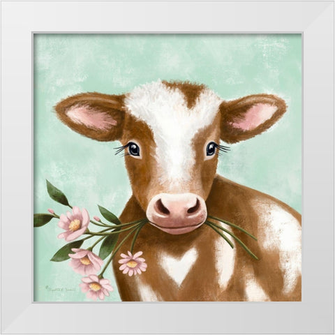 Farmhouse Cow II White Modern Wood Framed Art Print by Tyndall, Elizabeth