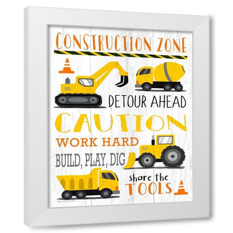 Construction Zone White Modern Wood Framed Art Print by Tyndall, Elizabeth