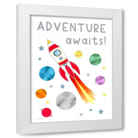 Adventure Awaits White Modern Wood Framed Art Print by Tyndall, Elizabeth