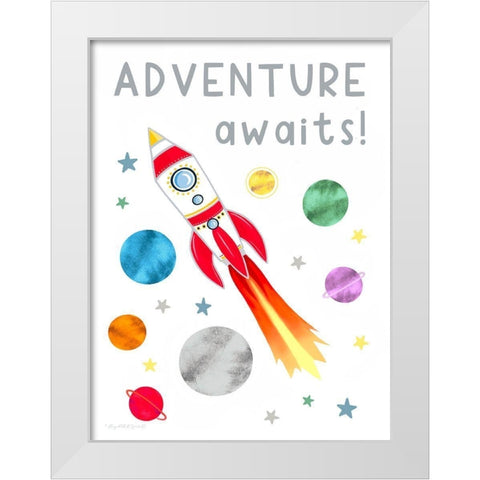 Adventure Awaits White Modern Wood Framed Art Print by Tyndall, Elizabeth