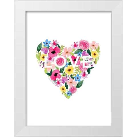 Flower Heart White Modern Wood Framed Art Print by Tyndall, Elizabeth