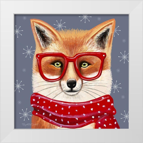 Sly Fox White Modern Wood Framed Art Print by Tyndall, Elizabeth