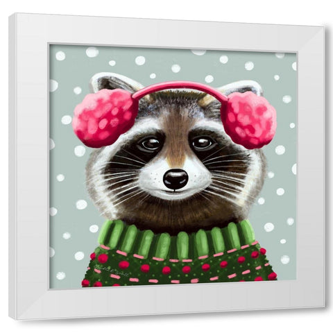 Cute Raccoon White Modern Wood Framed Art Print by Tyndall, Elizabeth