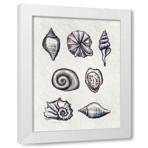 Shells I White Modern Wood Framed Art Print by Tyndall, Elizabeth