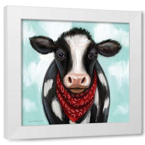 Cow Boy White Modern Wood Framed Art Print by Tyndall, Elizabeth