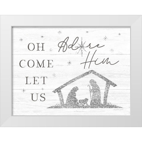 Let Us Adore Him White Modern Wood Framed Art Print by Tyndall, Elizabeth