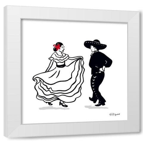 Spanish Dancers White Modern Wood Framed Art Print by Tyndall, Elizabeth