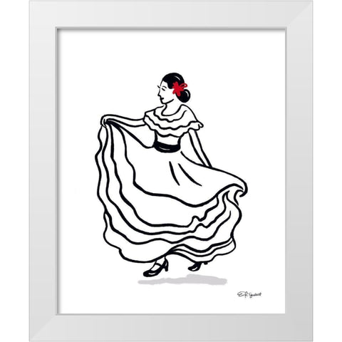 Spanish Dancer II White Modern Wood Framed Art Print by Tyndall, Elizabeth