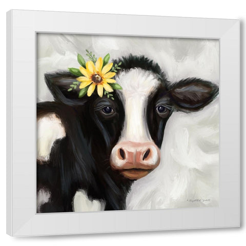 Daisy White Modern Wood Framed Art Print by Tyndall, Elizabeth