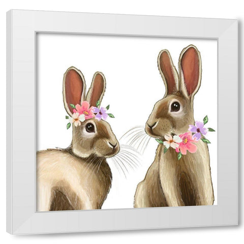 Bunnies White Modern Wood Framed Art Print by Tyndall, Elizabeth