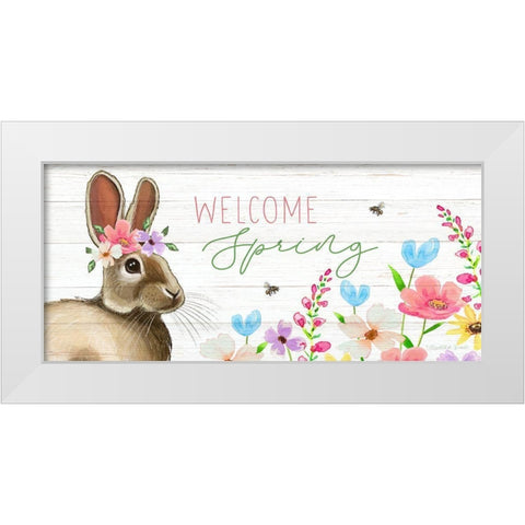 Welcome Spring White Modern Wood Framed Art Print by Tyndall, Elizabeth