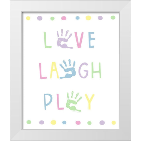 Love-Laugh-Play White Modern Wood Framed Art Print by Tyndall, Elizabeth