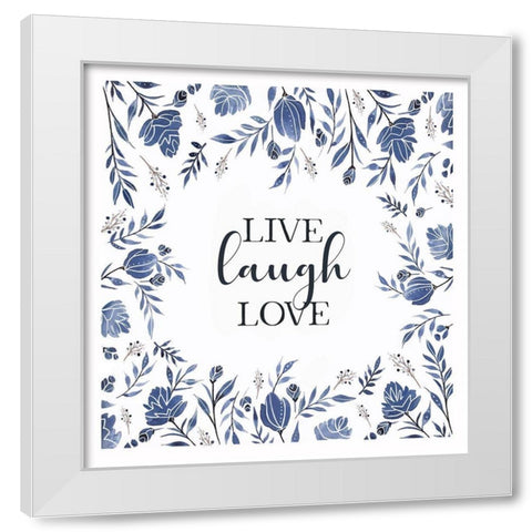 Live-Laugh-Love White Modern Wood Framed Art Print by Tyndall, Elizabeth