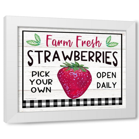 Farm Fresh Strawberries White Modern Wood Framed Art Print by Tyndall, Elizabeth