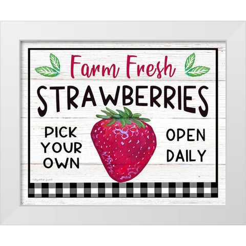 Farm Fresh Strawberries White Modern Wood Framed Art Print by Tyndall, Elizabeth