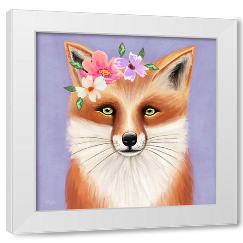 Purple Fox White Modern Wood Framed Art Print by Tyndall, Elizabeth