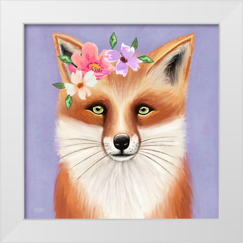 Purple Fox White Modern Wood Framed Art Print by Tyndall, Elizabeth