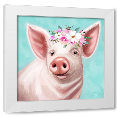 Blue Pig White Modern Wood Framed Art Print by Tyndall, Elizabeth