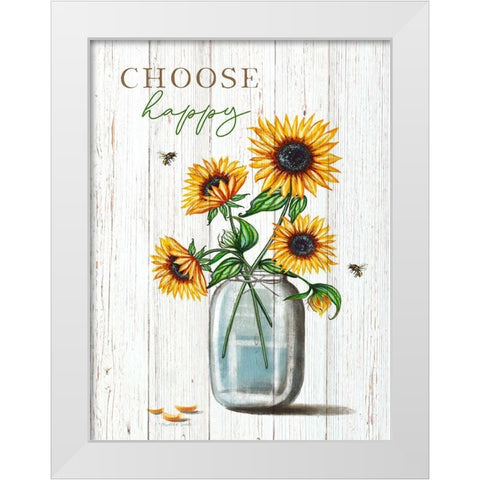 Choose Happy White Modern Wood Framed Art Print by Tyndall, Elizabeth