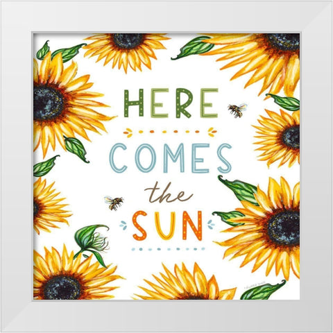 Here Comes the Sun White Modern Wood Framed Art Print by Tyndall, Elizabeth