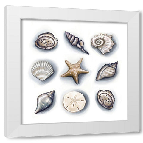 Oasis Shells II White Modern Wood Framed Art Print by Tyndall, Elizabeth