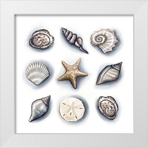 Oasis Shells II White Modern Wood Framed Art Print by Tyndall, Elizabeth