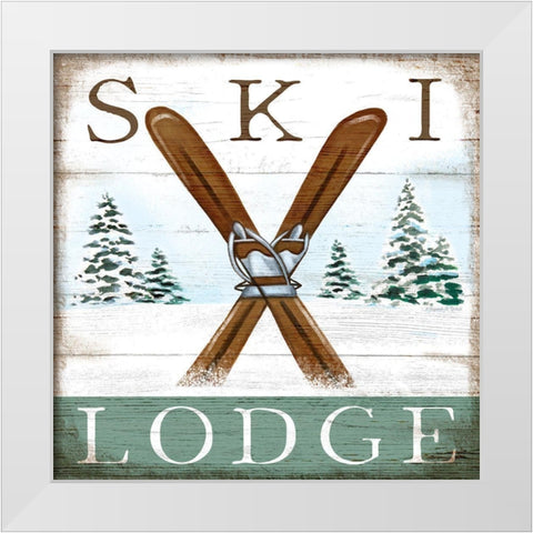 Ski Lodge White Modern Wood Framed Art Print by Tyndall, Elizabeth