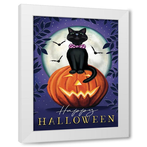 Happy Halloween White Modern Wood Framed Art Print by Tyndall, Elizabeth