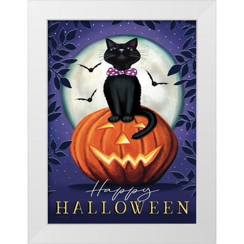 Happy Halloween White Modern Wood Framed Art Print by Tyndall, Elizabeth