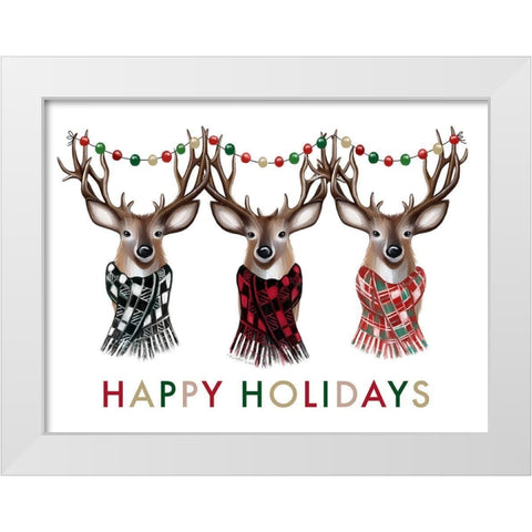 Happy Holidays White Modern Wood Framed Art Print by Tyndall, Elizabeth