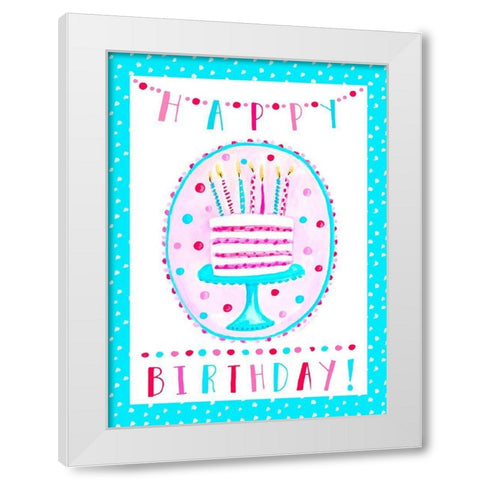 Happy Birthday White Modern Wood Framed Art Print by Tyndall, Elizabeth